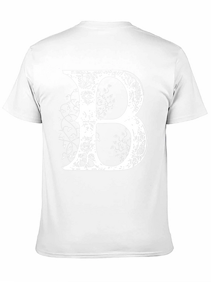 Camiseta Negra con Letra B Floral Blanca