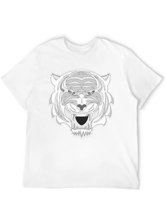 Camiseta Negra con Estampado de Tigre Blanco