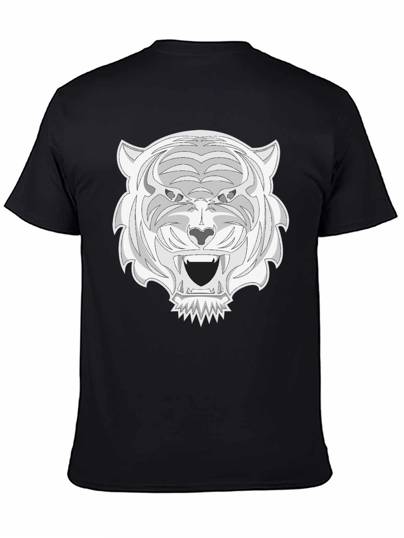 Camiseta Negra con Estampado de Tigre Blanco