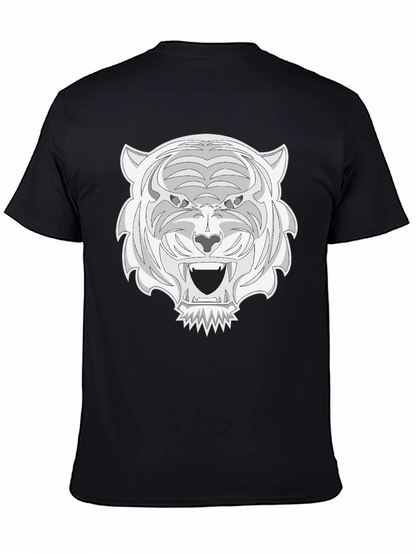 Camiseta Negra con Estampado de Tigre Blanco