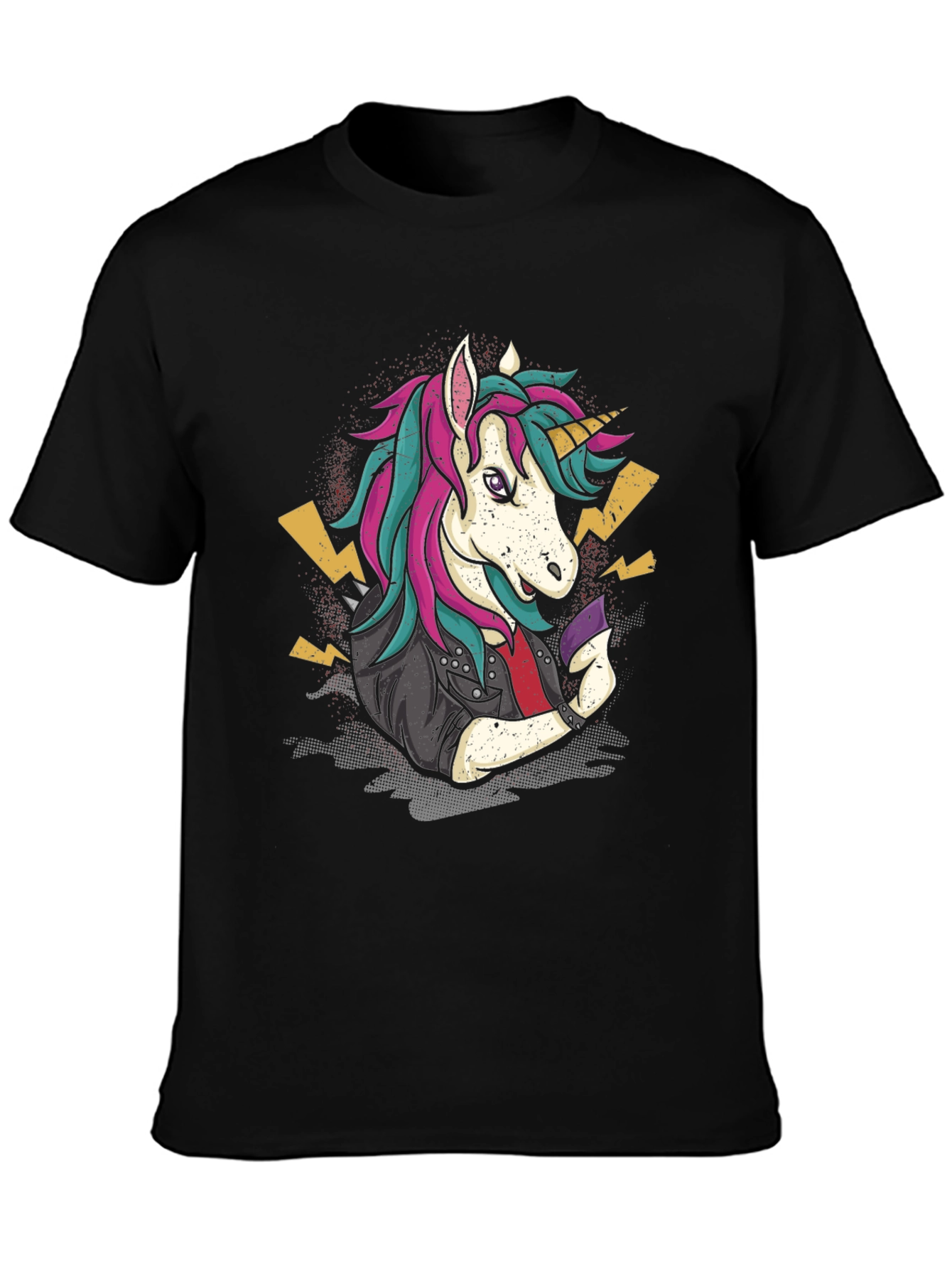 Camiseta Negra con Unicornio Rockero