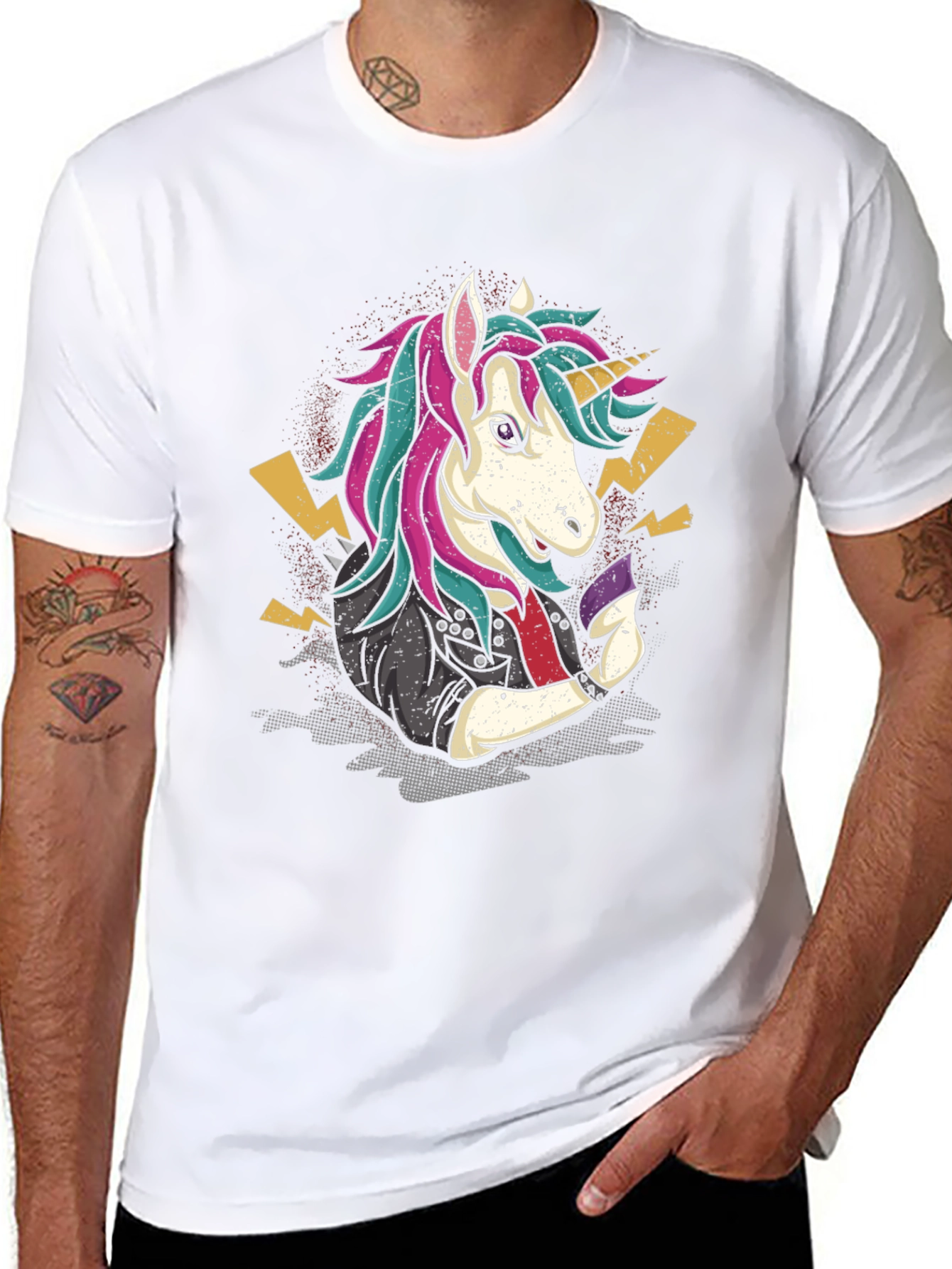 Camiseta Negra con Unicornio Rockero