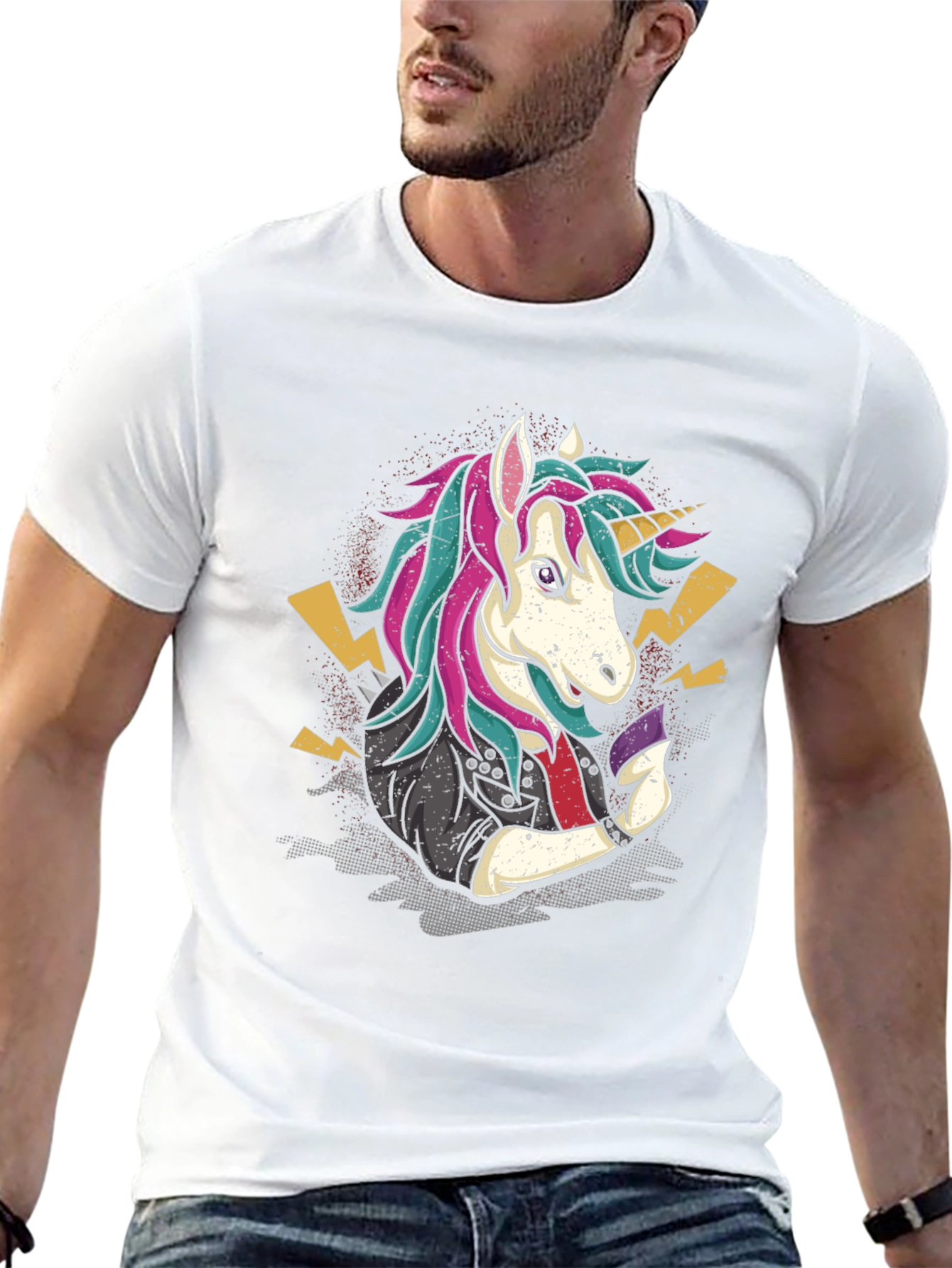 Camiseta Negra con Unicornio Rockero