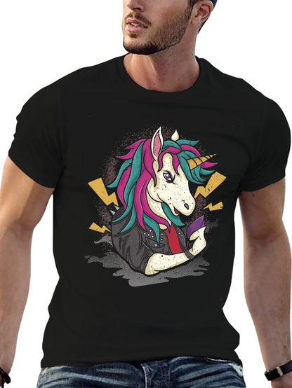 Camiseta Negra con Unicornio Rockero