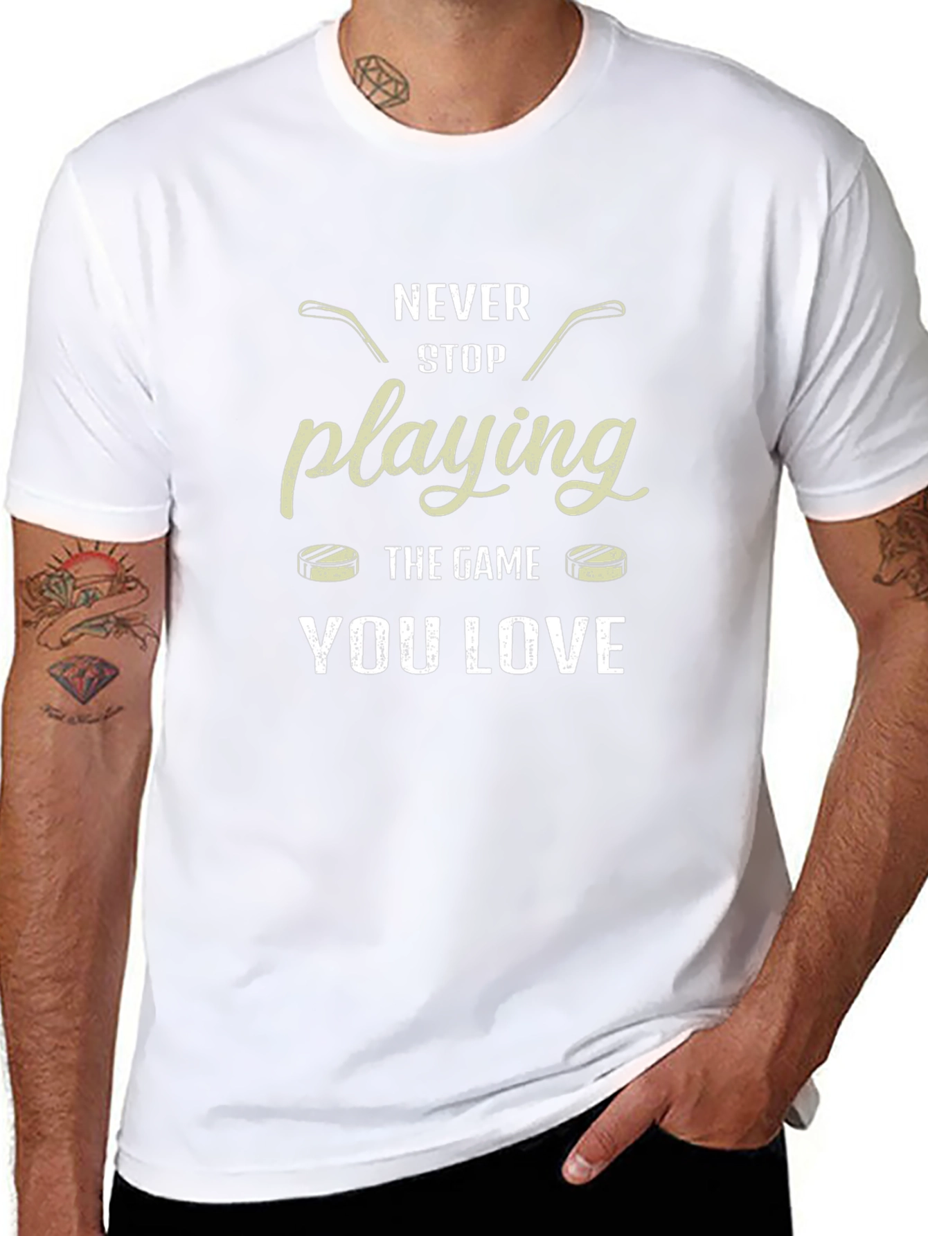 Camiseta Negra Deportiva Never Stop Playing You Love