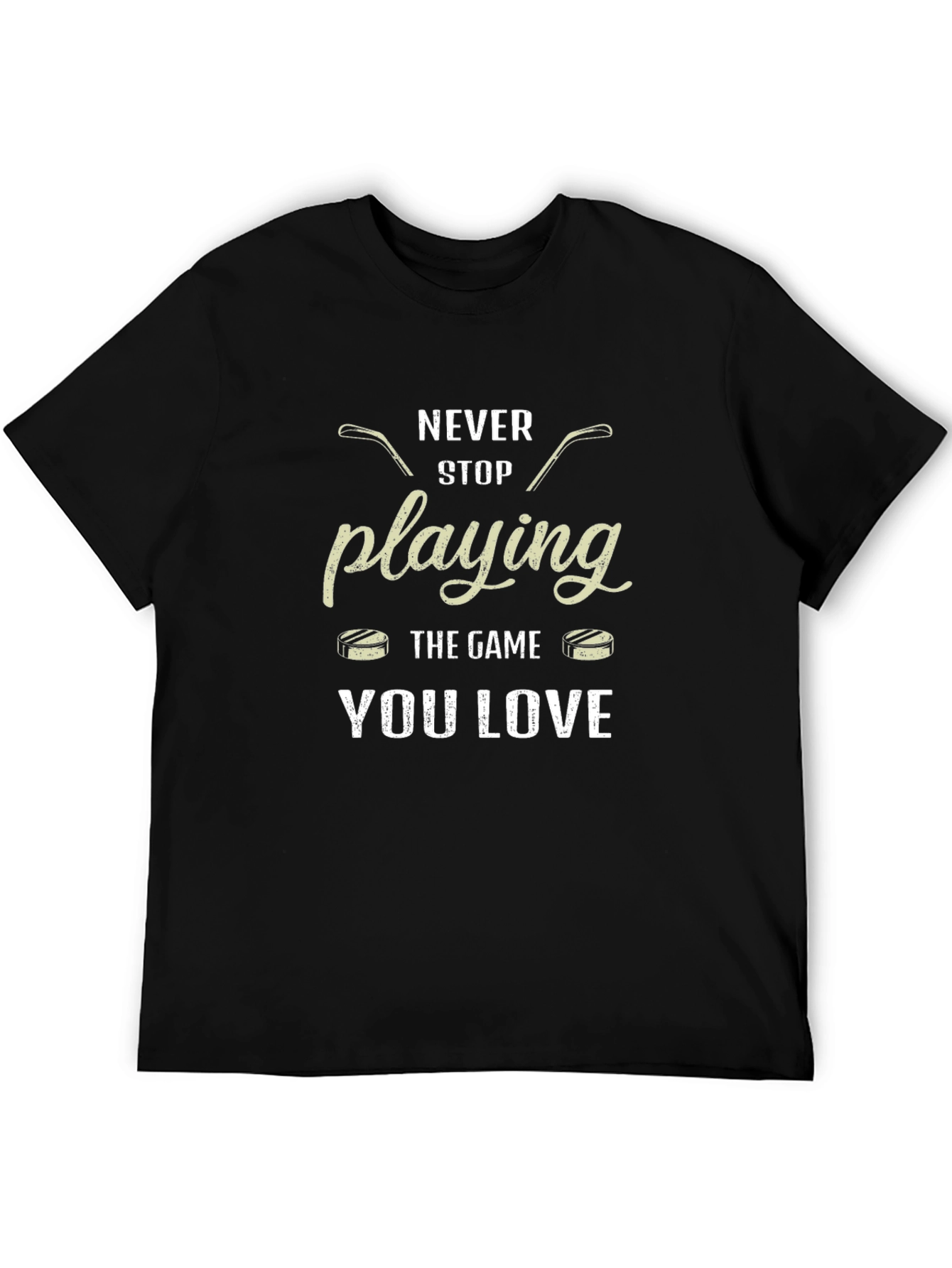 Camiseta Negra Deportiva Never Stop Playing You Love