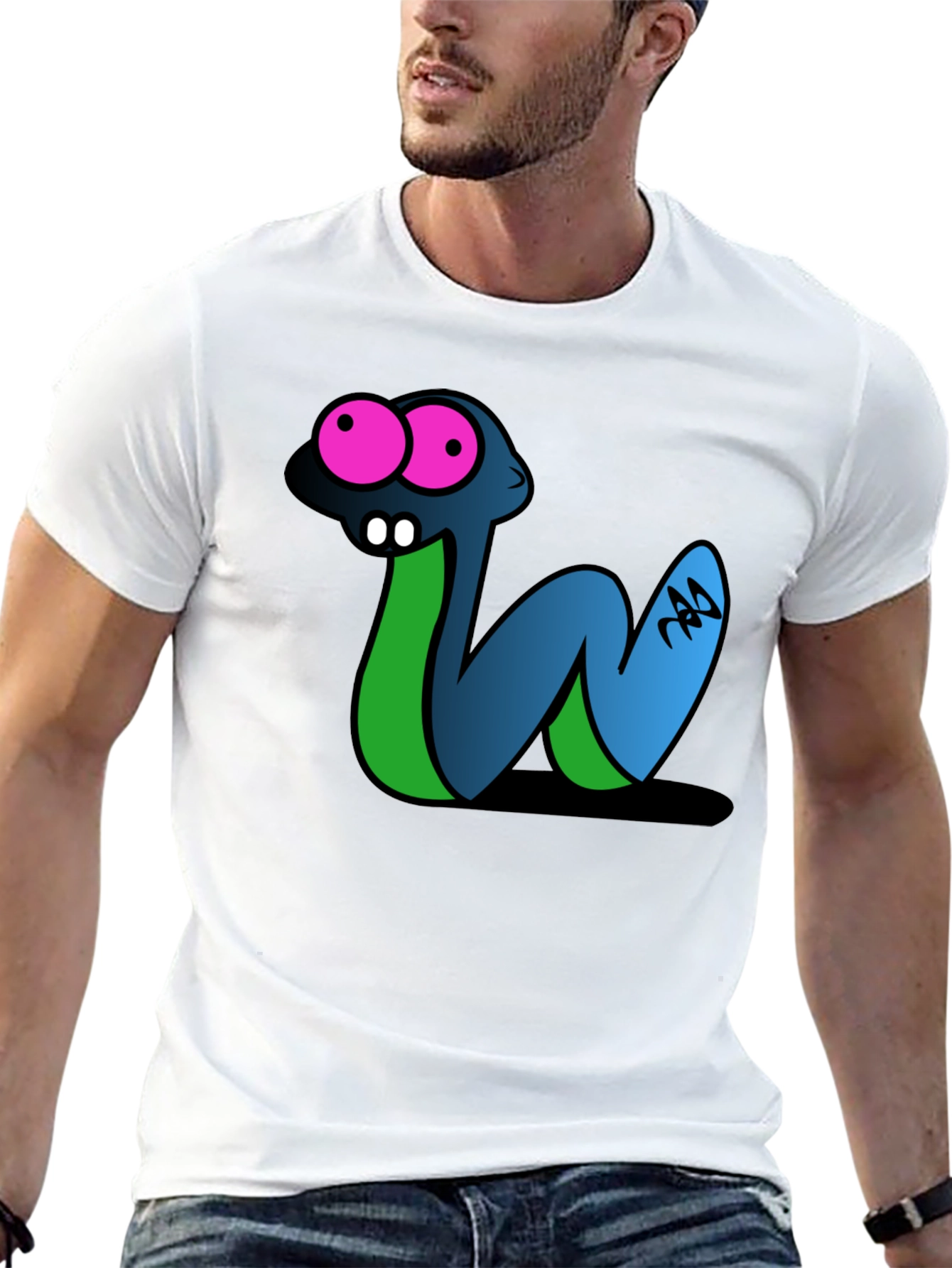 Camiseta Negra con Estampado de Serpiente Divertida