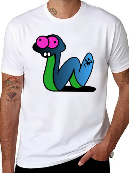 Camiseta Negra con Estampado de Serpiente Divertida