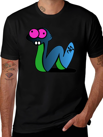 Camiseta Negra con Estampado de Serpiente Divertida