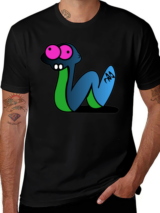 Camiseta Negra con Estampado de Serpiente Divertida