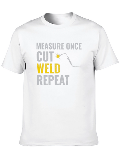 Camiseta Negra: Mide Corta Suelda Repite