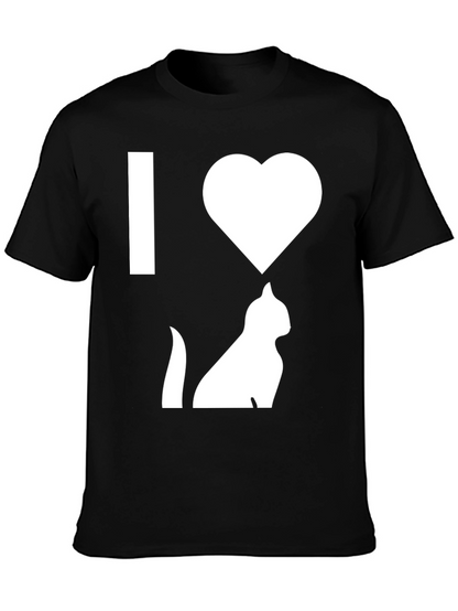 Camiseta Negra Amo los Gatos para Hombre