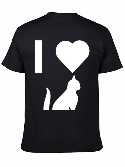 Camiseta Negra Amo los Gatos para Hombre