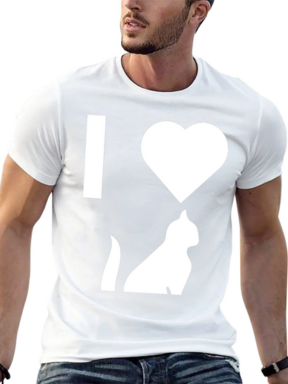 Camiseta Negra Amo los Gatos para Hombre