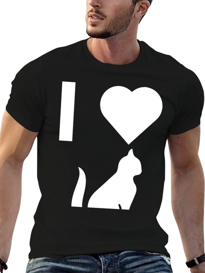 Camiseta Negra Amo los Gatos para Hombre
