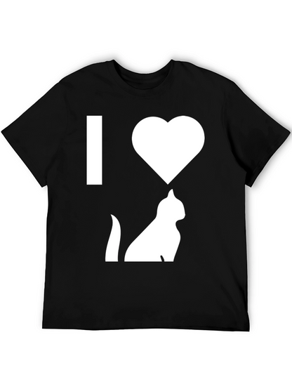 Camiseta Negra Amo los Gatos para Hombre