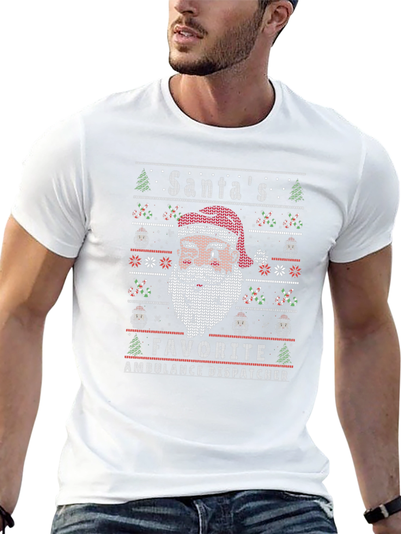 Camiseta Hombre Diseño Navideño Despachador Ambulancias