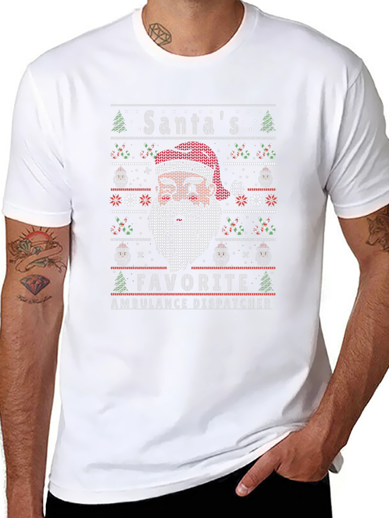 Camiseta Hombre Diseño Navideño Despachador Ambulancias