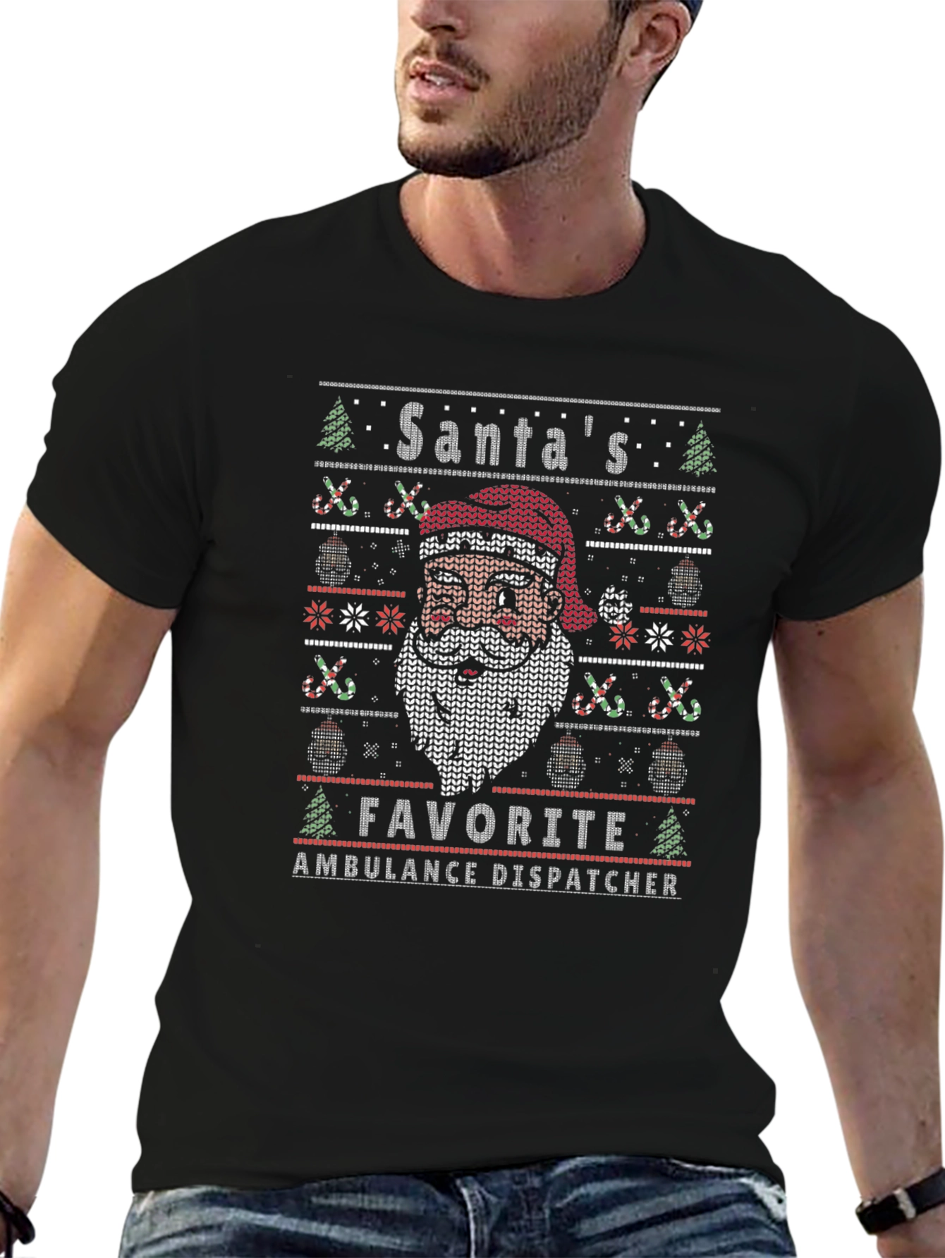 Camiseta Hombre Diseño Navideño Despachador Ambulancias
