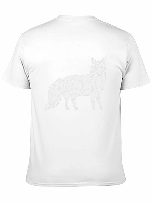 Camiseta Negra con Diseño Geométrico de Zorro