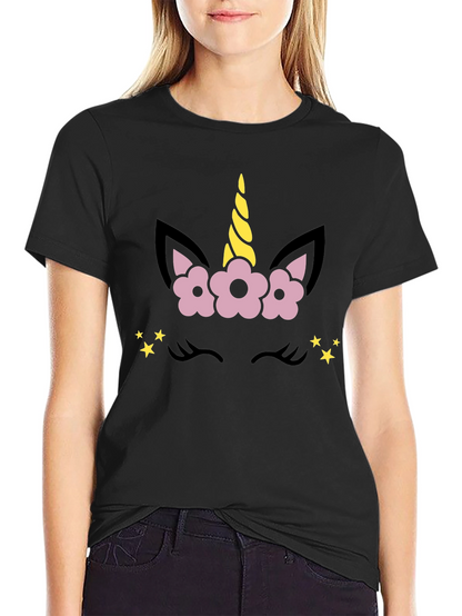 Camiseta Negra Unicornio Floral