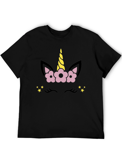 Camiseta Negra Unicornio Floral