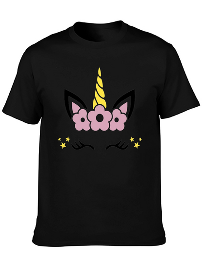 Camiseta Negra Unicornio Floral