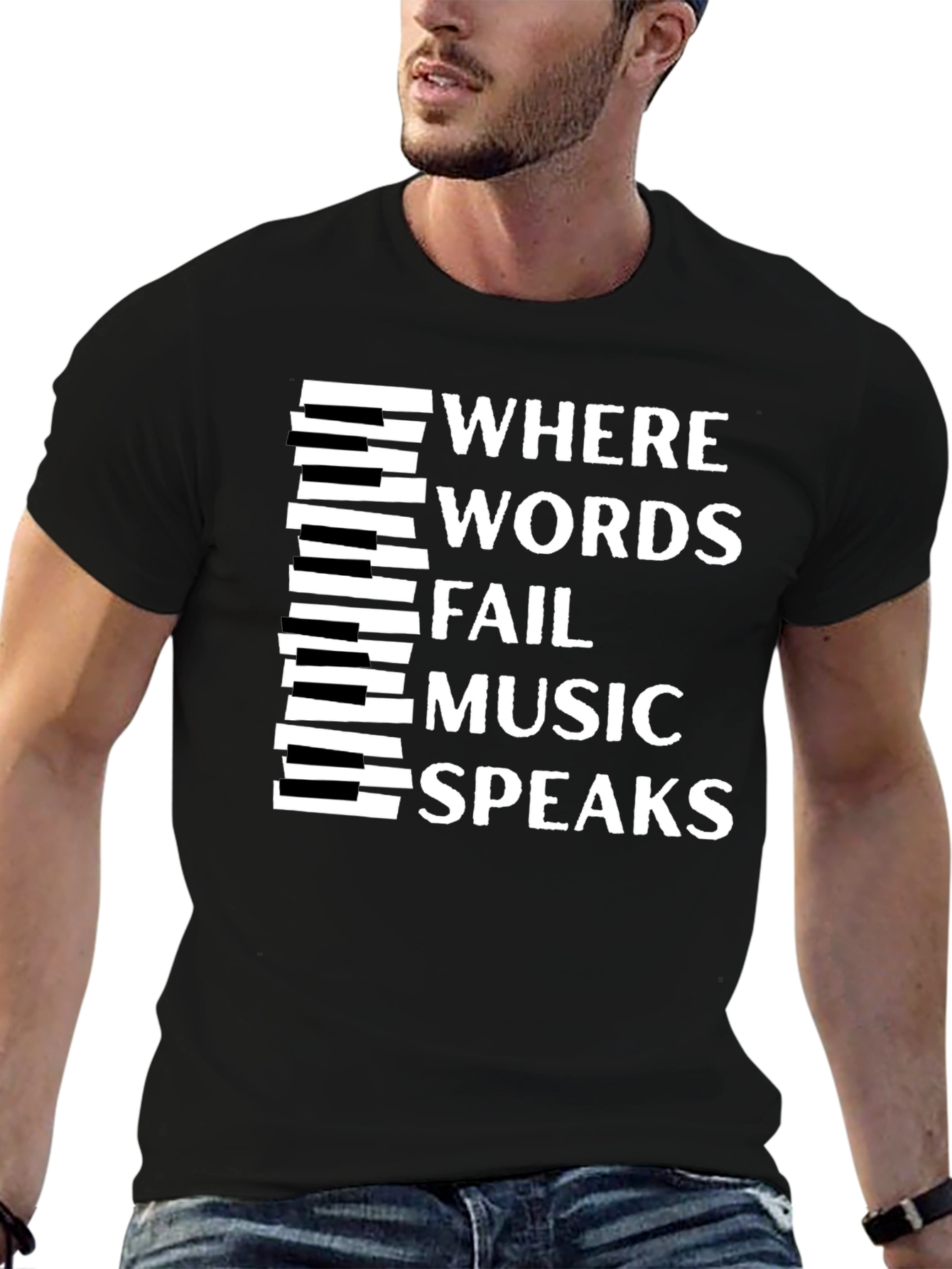 Camiseta Negra con Diseño Musical Inspirador