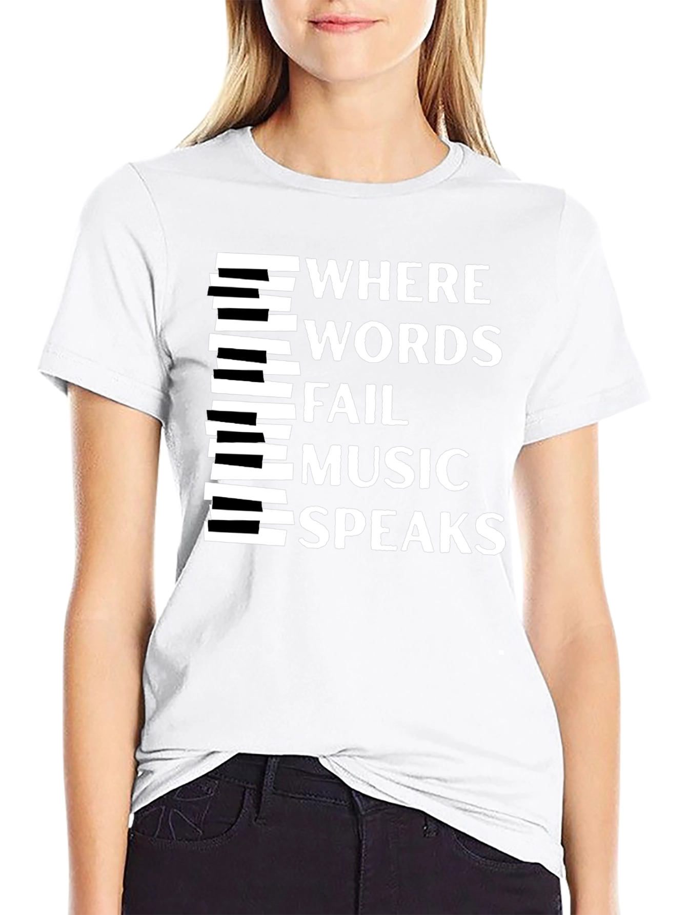 Camiseta Negra con Diseño Musical Inspirador