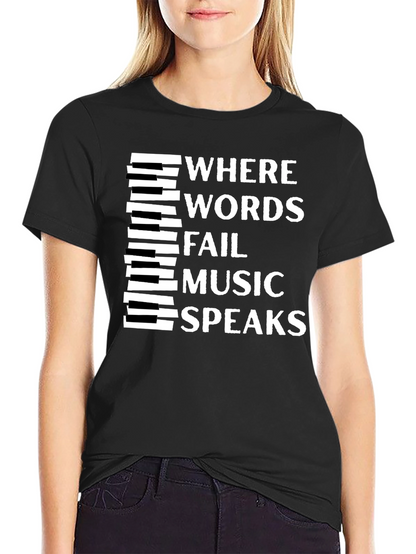 Camiseta Negra con Diseño Musical Inspirador