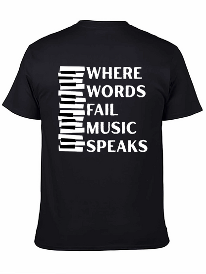 Camiseta Negra con Diseño Musical Inspirador