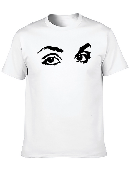 Camiseta Negra con Estampado de Ojos Expresivos