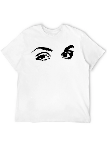 Camiseta Negra con Estampado de Ojos Expresivos