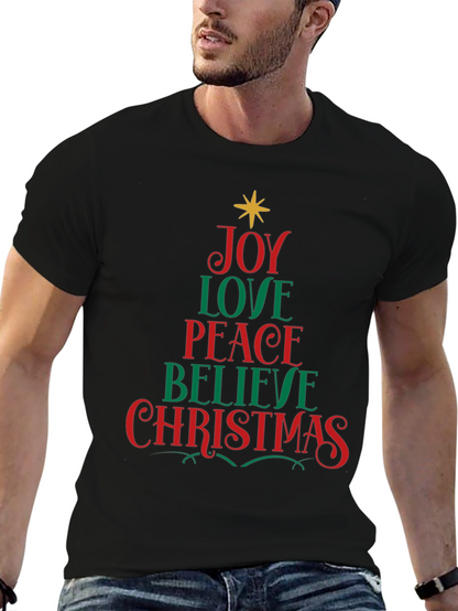 Camiseta Navideña Hombre - Joy Love Peace