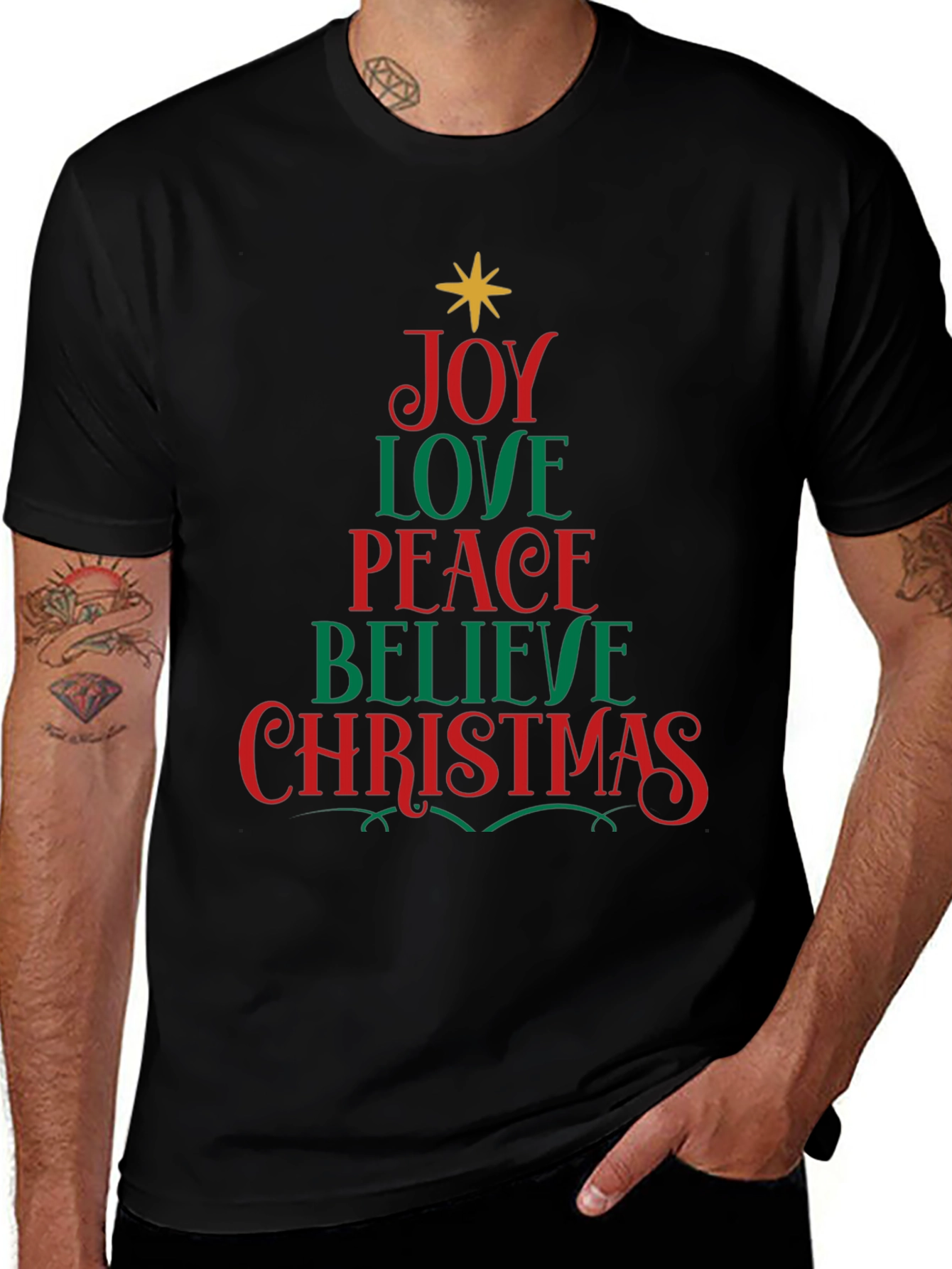Camiseta Navideña Hombre - Joy Love Peace