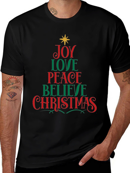 Camiseta Navideña Hombre - Joy Love Peace