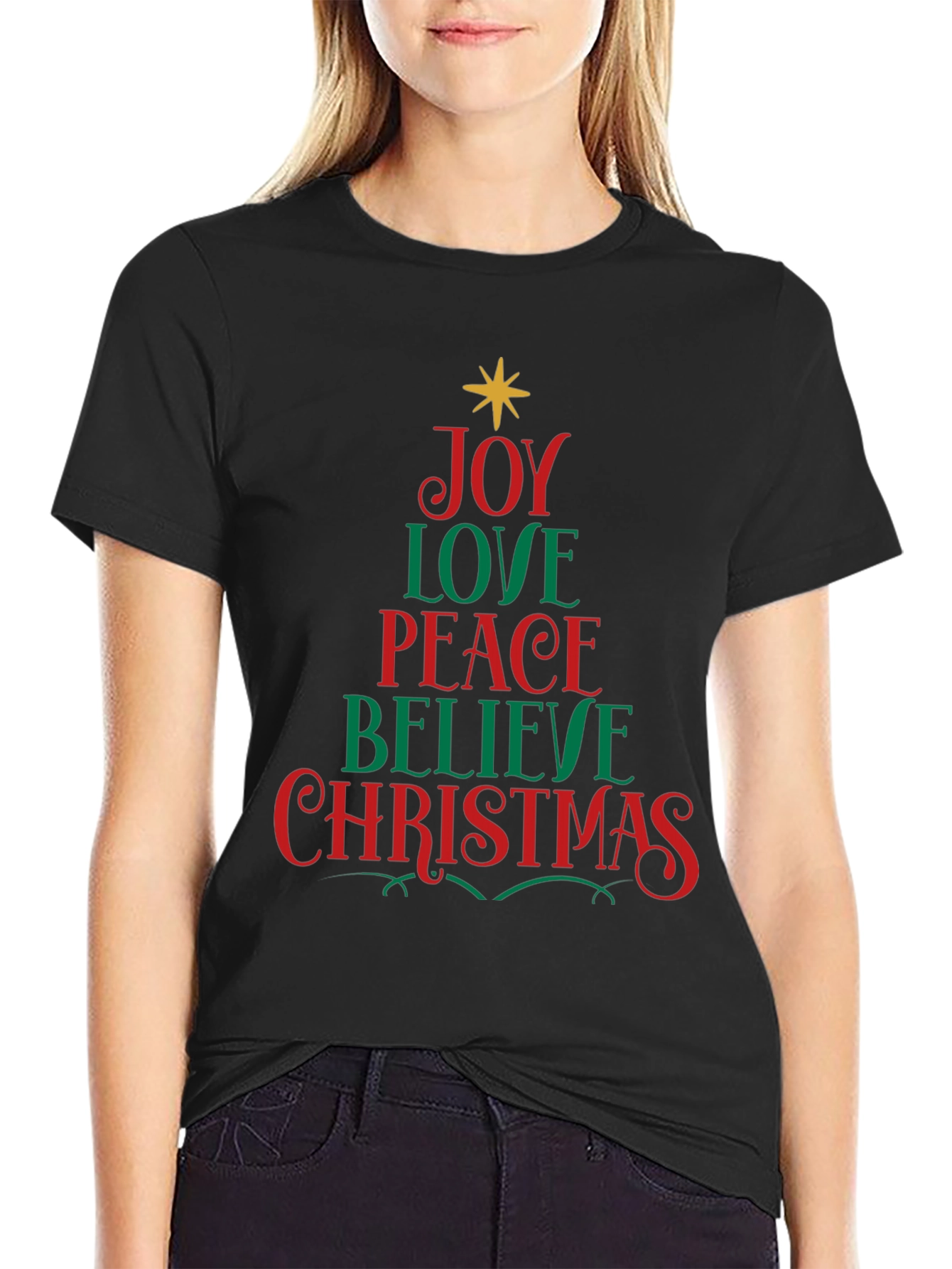 Camiseta Navideña Hombre - Joy Love Peace
