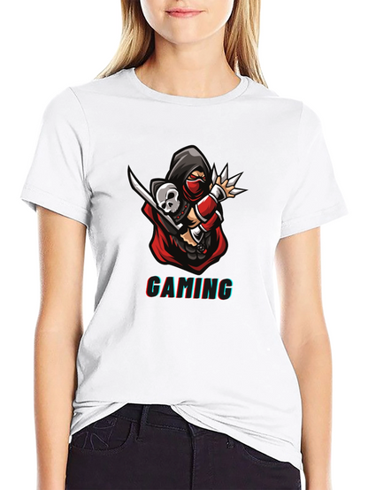 Camiseta Negra Estampada Gaming Ninja