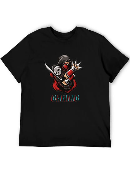 Camiseta Negra Estampada Gaming Ninja