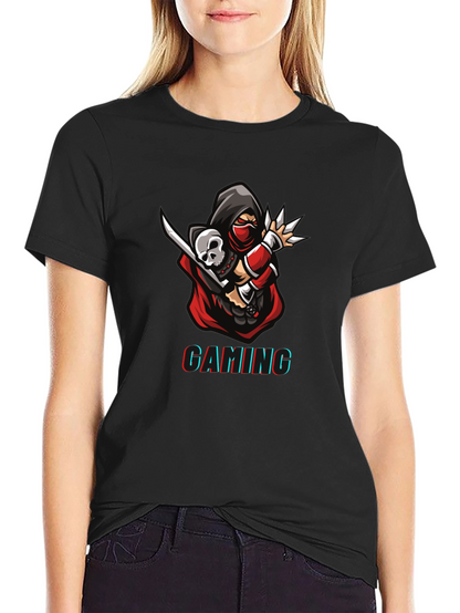 Camiseta Negra Estampada Gaming Ninja