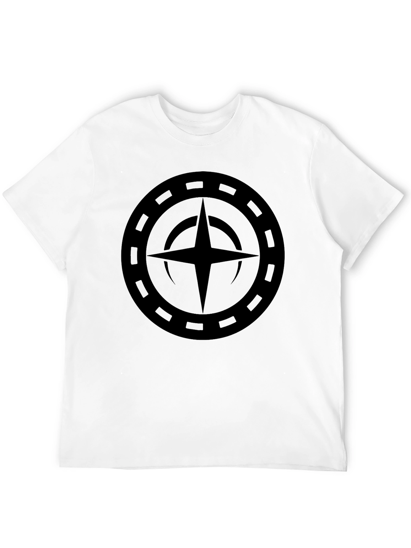 Camiseta Negra con Diseño Circular Estrellado