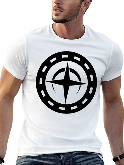 Camiseta Negra con Diseño Circular Estrellado