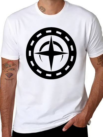 Camiseta Negra con Diseño Circular Estrellado