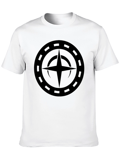 Camiseta Negra con Diseño Circular Estrellado