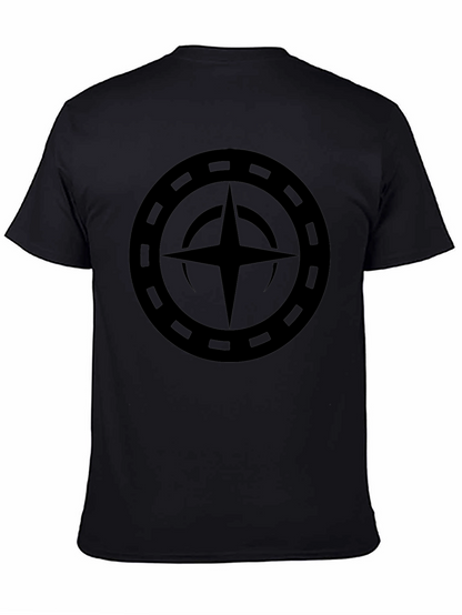 Camiseta Negra con Diseño Circular Estrellado