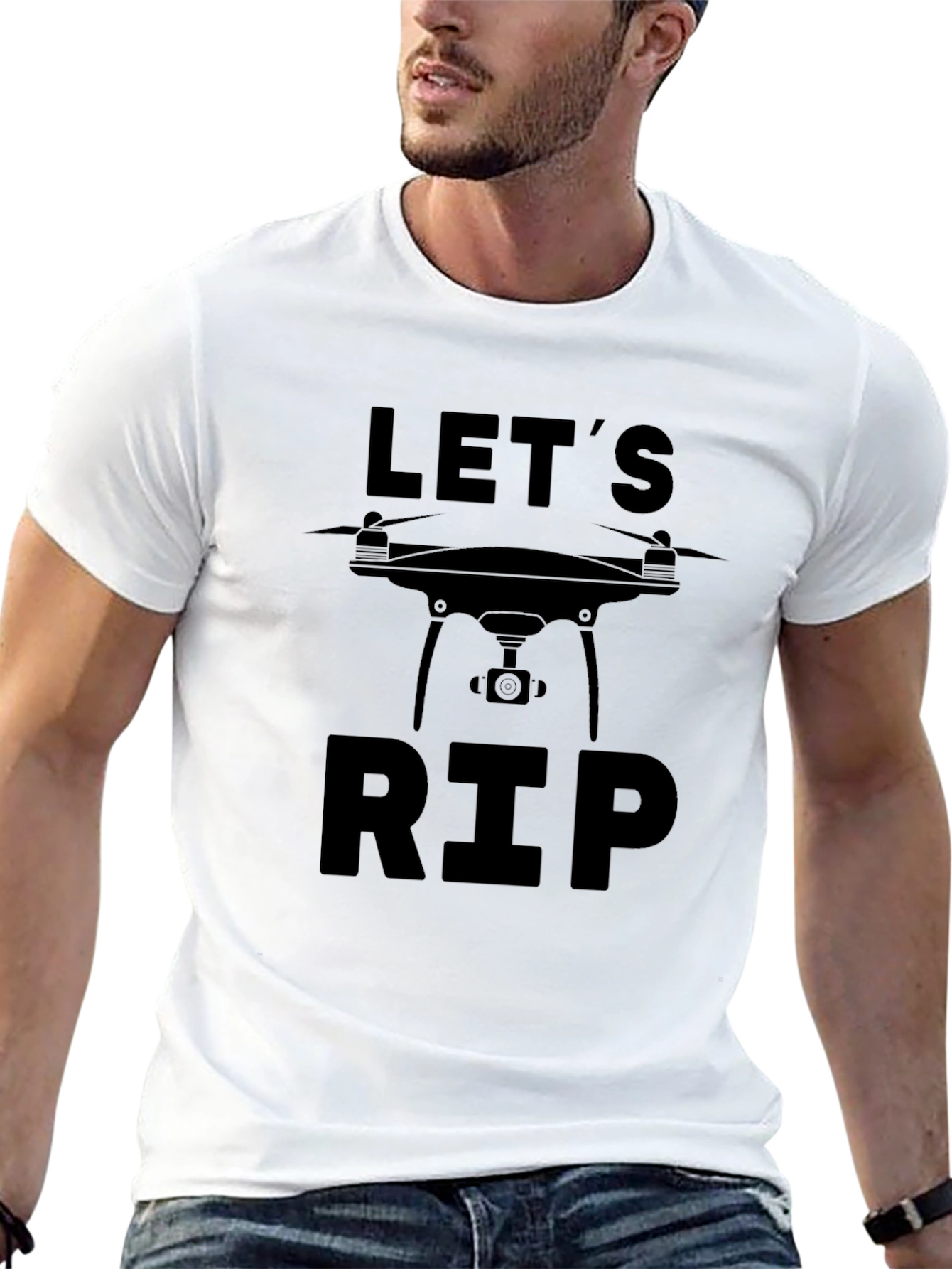 Camiseta Negra Lets RIP para Amantes de Drones