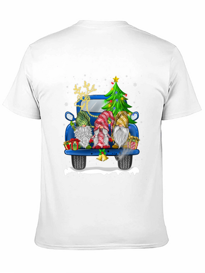 Camiseta Navideña con Gnomos en Camioneta Azul