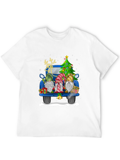Camiseta Navideña con Gnomos en Camioneta Azul