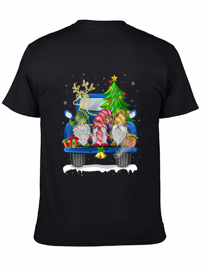 Camiseta Navideña con Gnomos en Camioneta Azul
