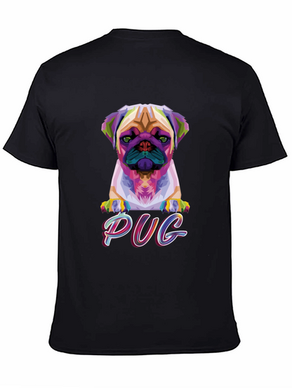 Camiseta Negra con Diseño Pug Geométrico